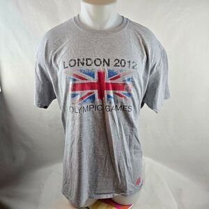 2012 London Olympics T Shirt Mens 2XL Grey Graphic Tee England Flag Crewneck